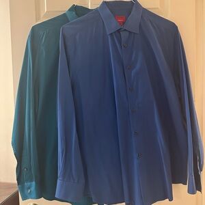 EUC - 2 Alfani 97% Cotton blue button down shirts